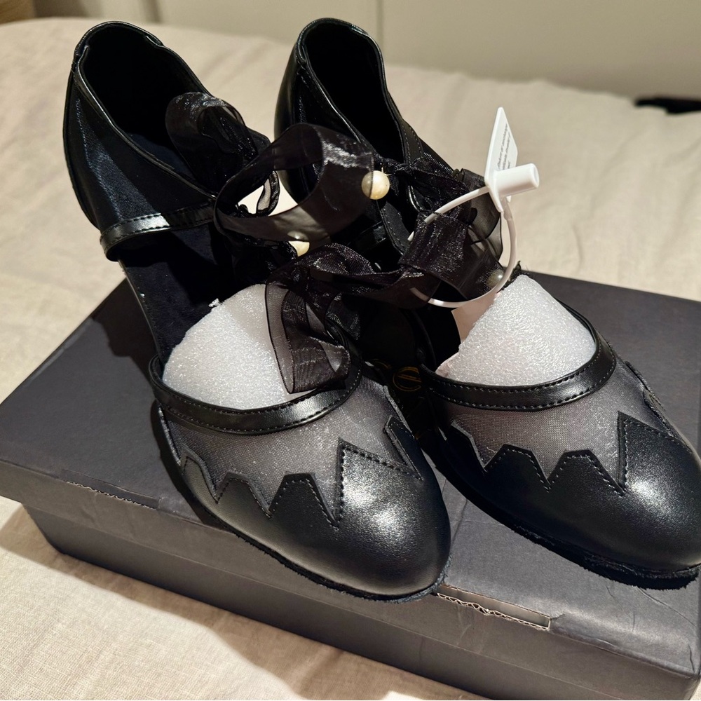 Chic Black Leatherette Ballroom Dance Heels